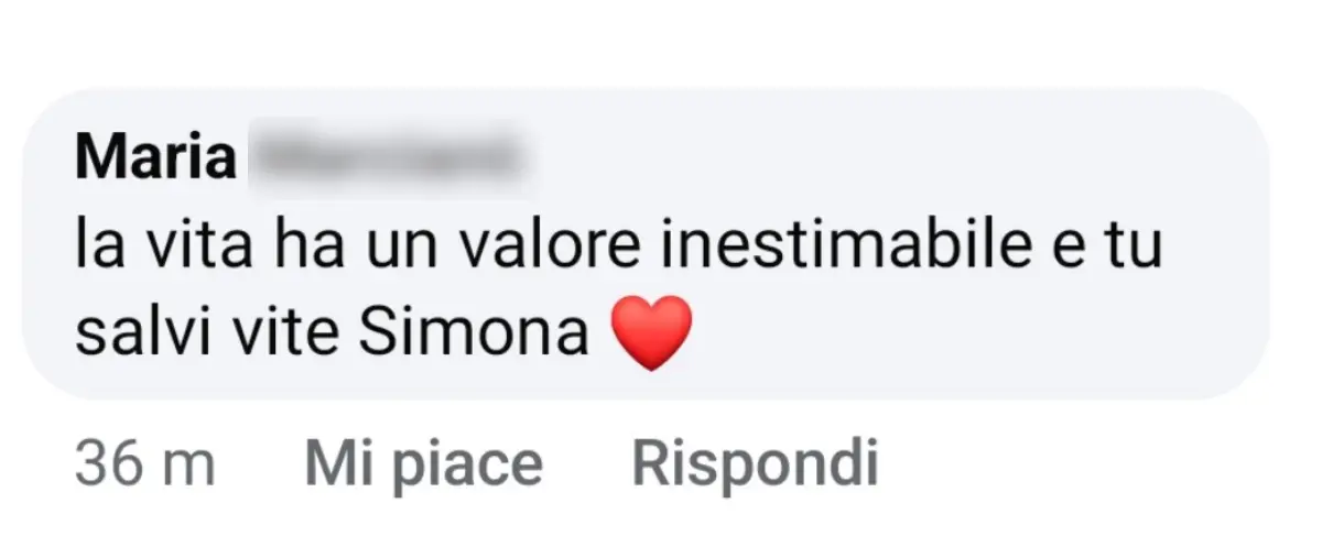 Commento di una cliente che ringrazia la dottoressa Simona Prosperi per il suo lavoro di psicologa online e per aver salvato vite con il suo metodo.