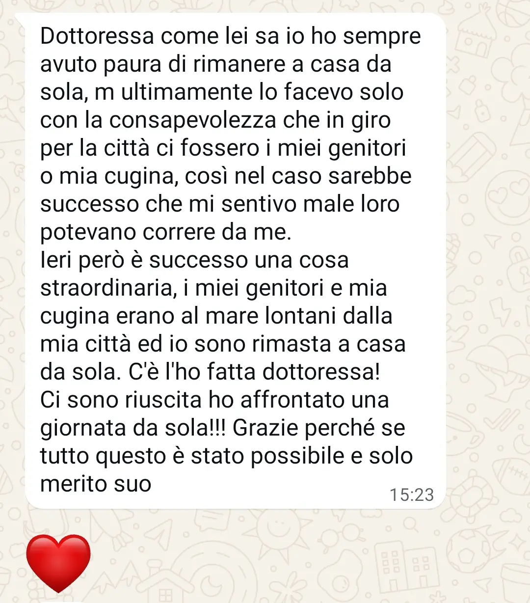 Testimonianza di una donna che supera la paura di restare sola e ritrova sicurezza e autonomia grazie al percorso psicologico del metodo Prosperi.